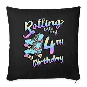 Rolling Into My 4th Birthday Quad Skater - Sofakissenbezug 45 x 45 cm - Schwarz - Vorne