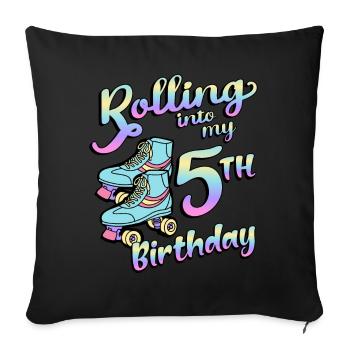Rolling Into My 5th Birthday Quad Skater - Sofakissenbezug 45 x 45 cm - Schwarz - Vorne