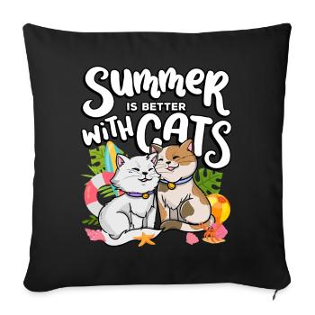 Der Sommer Ist Besser Mit Katzen Summer Pet Lover - Sofakissenbezug 45 x 45 cm - Schwarz - Vorne