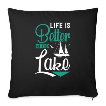 La vie est meilleure au lac - Housse de coussin décorative 45 x 45 cm - noir - Devant