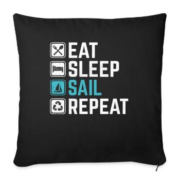 Eat Sleep Sail Repeat - Sofa pillowcase 17,3'' x 17,3'' (45 x 45 cm) - black - Front