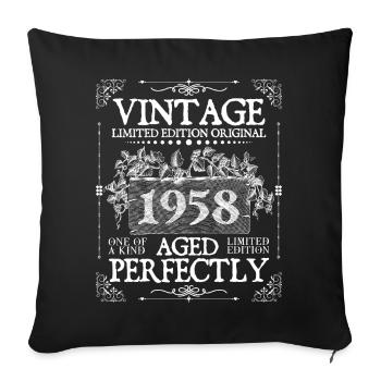 1958| Vintage Perfectly since 1958 birthday - Sofa pillowcase 17,3'' x 17,3'' (45 x 45 cm) - black - Front