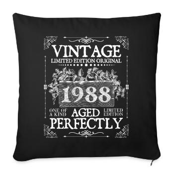 1988 | Vintage Perfectly since 1988 birthday - Sofa pillowcase 17,3'' x 17,3'' (45 x 45 cm) - black - Front