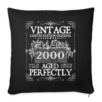 2000 | Vintage Perfectly seit 2000 Geburtstag - Sofakissenbezug 45 x 45 cm - Schwarz - Vorne