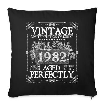 1982 | Vintage Perfectly seit 1982 Geburtstag - Sofakissenbezug 45 x 45 cm - Schwarz - Vorne