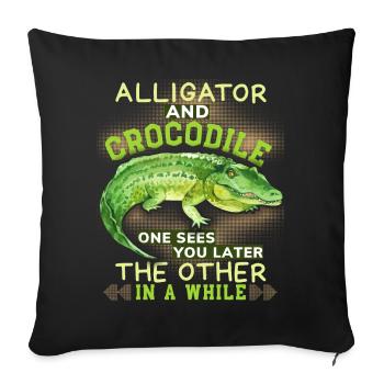 Crocodile Crocodile Alligator Drôle Dicton Jeu de mots - Housse de coussin décorative 45 x 45 cm - noir - Devant