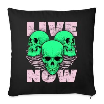 3 skulls, 3 skulls, angel wings saying - Sofa pillowcase 17,3'' x 17,3'' (45 x 45 cm) - black - Front