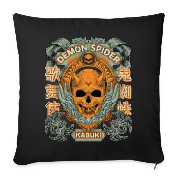 Théâtre Kabuki, Théâtre japonais, Masque d’araignée - Housse de coussin décorative 45 x 45 cm - noir - Devant