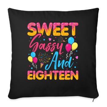 Doux Sassy Et Dix-huit Saupoudrés Délicieux - Housse de coussin décorative 45 x 45 cm - noir - Devant