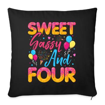 Sweet Sassy et quatre saupoudrages délicieux beignet - Housse de coussin décorative 45 x 45 cm - noir - Devant
