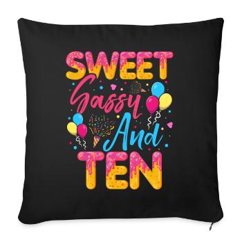 Sweet Sassy And Ten saupoudre un délicieux beignet - Housse de coussin décorative 45 x 45 cm - noir - Devant