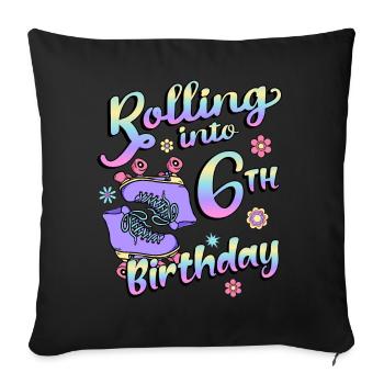 Rolling Into 6. Geburtstag Quad Skater - Sofakissenbezug 45 x 45 cm - Schwarz - Vorne