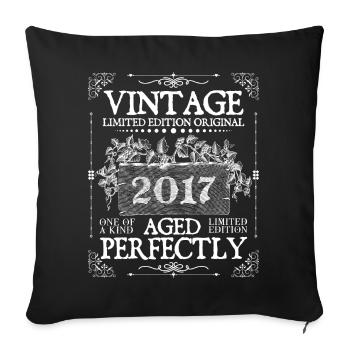 2017 | Vintage Perfectly since 2017 birthday - Sofa pillowcase 17,3'' x 17,3'' (45 x 45 cm) - black - Front