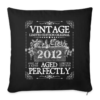 2012 | Vintage Perfectly since 2012 birthday - Sofa pillowcase 17,3'' x 17,3'' (45 x 45 cm) - black - Front