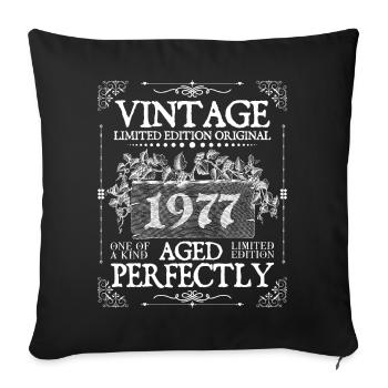 1977 | Vintage Perfectly since 1977 birthday - Sofa pillowcase 17,3'' x 17,3'' (45 x 45 cm) - black - Front