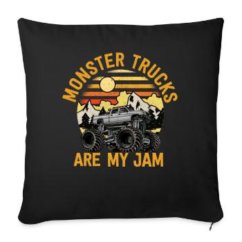 Les Monster Trucks sont ma jam vintage rétro - Housse de coussin décorative 45 x 45 cm - noir - Devant
