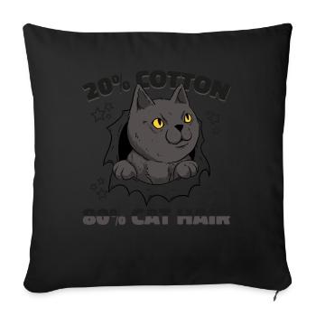 Funny Cat Owners 20% Cotton 80% Cat Hair - Sofa pillowcase 17,3'' x 17,3'' (45 x 45 cm) - black - Front