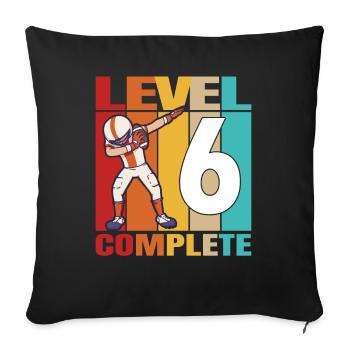 6ème Anniversaire de Football Niveau 6 Complet 6 Ans - Housse de coussin décorative 45 x 45 cm - noir - Devant