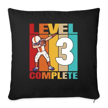 3rd Football Birthday Level 3 Complete 3 Years Old - Sofa pillowcase 17,3'' x 17,3'' (45 x 45 cm) - black - Front