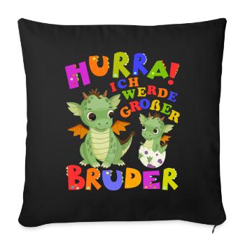 Hurra! Ich Werde Großer Bruder Cute Dragon Baby - Sofakissenbezug 45 x 45 cm - Schwarz - Vorne