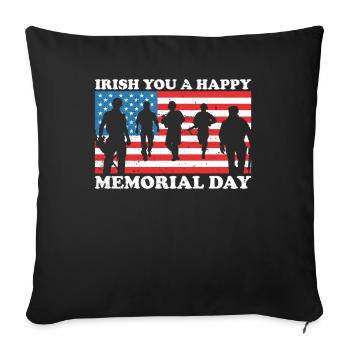 Irish You Happy Memorial Day Green Shamrock - Sofa pillowcase 17,3'' x 17,3'' (45 x 45 cm) - black - Front