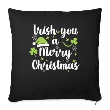 Irish You Un joyeux noël vert trèfle - Housse de coussin décorative 45 x 45 cm - noir - Devant
