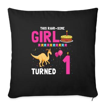Parasaurolophus Girls Design Birthday Party - Sofa pillowcase 17,3'' x 17,3'' (45 x 45 cm) - black - Front