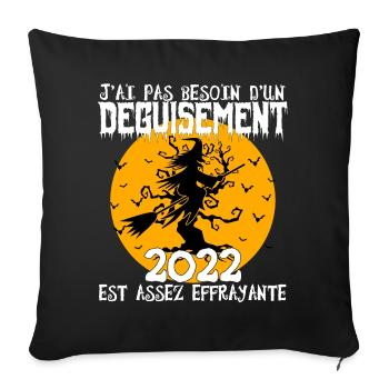 cadeau Halloween humour | Déguisement Halloween - Housse de coussin décorative 45 x 45 cm - noir - Devant
