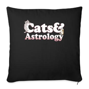 Cute Kawaii Cats And Astrology Women's Cat and - Sofa pillowcase 17,3'' x 17,3'' (45 x 45 cm) - black - Front