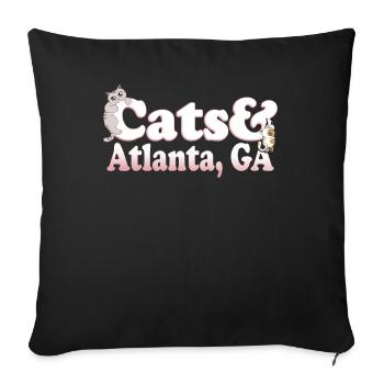 Chats Kawaii mignons et Atlanta, GA Chat pour femmes et - Housse de coussin décorative 45 x 45 cm - noir - Devant