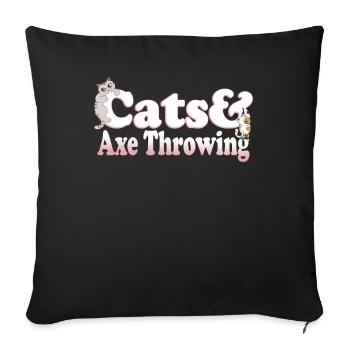 Chats mignons de Kawaii et hache jetant le chat des femmes et - Housse de coussin décorative 45 x 45 cm - noir - Devant