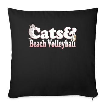 Cute Kawaii Cats And Beach Volleyball Women's Cat - Sofa pillowcase 17,3'' x 17,3'' (45 x 45 cm) - black - Front