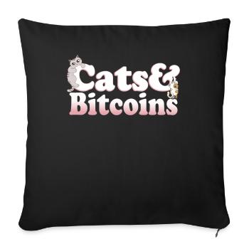 Cute Kawaii Cats And Bitcoins Women's Cat and - Sofa pillowcase 17,3'' x 17,3'' (45 x 45 cm) - black - Front