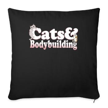 Chats mignons de Kawaii et chat de femmes de culturisme et - Housse de coussin décorative 45 x 45 cm - noir - Devant