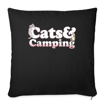 Cute Kawaii Cats And Camping Women's Cat and - Sofa pillowcase 17,3'' x 17,3'' (45 x 45 cm) - black - Front