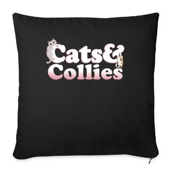 Cute Kawaii Cats And Collies Women's Cat and - Sofa pillowcase 17,3'' x 17,3'' (45 x 45 cm) - black - Front