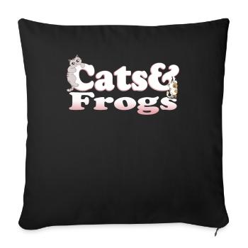Chats et grenouilles kawaii mignons Chat et grenouilles pour femmes - Housse de coussin décorative 45 x 45 cm - noir - Devant