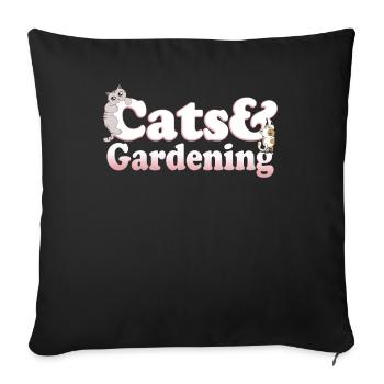 Cute Kawaii Cats And Gardening Women's Cat and - Sofa pillowcase 17,3'' x 17,3'' (45 x 45 cm) - black - Front