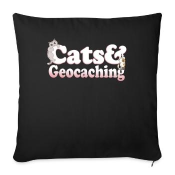 Chats Kawaii mignons et géocaching pour femmes chat et - Housse de coussin décorative 45 x 45 cm - noir - Devant