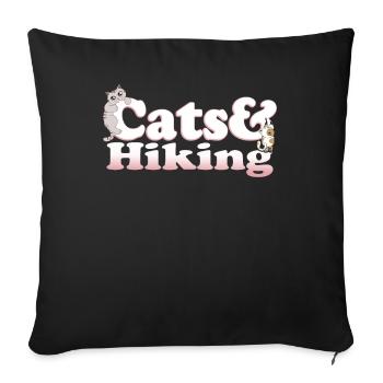 Cute Kawaii Cats And Hiking Women's Cat and Hiking - Sofa pillowcase 17,3'' x 17,3'' (45 x 45 cm) - black - Front