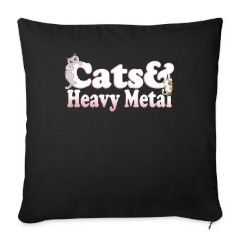 Chats mignons de Kawaii et chat de femmes de métaux lourds et - Housse de coussin décorative 45 x 45 cm - noir - Devant