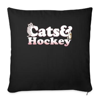 Cute Kawaii Cats And Hockey Women's Cat and Hockey - Sofakissenbezug 45 x 45 cm - Schwarz - Vorne