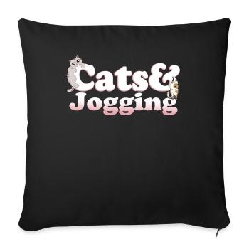 Cute Kawaii Cats And Jogging Women's Cat and - Sofa pillowcase 17,3'' x 17,3'' (45 x 45 cm) - black - Front