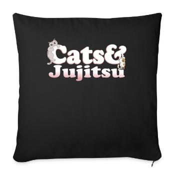 Cute Kawaii Cats And Jujitsu Women's Cat and - Sofa pillowcase 17,3'' x 17,3'' (45 x 45 cm) - black - Front