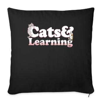 Cute Kawaii Cats And Learning Women's Cat and - Sofa pillowcase 17,3'' x 17,3'' (45 x 45 cm) - black - Front