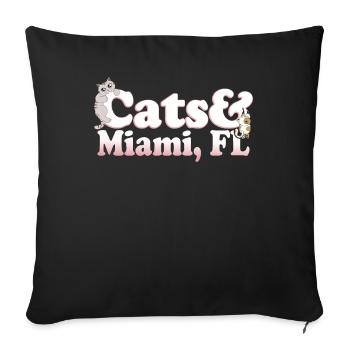 Chats Kawaii mignons et Miami, FL chat pour femme et - Housse de coussin décorative 45 x 45 cm - noir - Devant