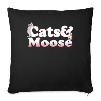 Cute Kawaii Cats And Moose Women's Cat and Moose - Sofakissenbezug 45 x 45 cm - Schwarz - Vorne
