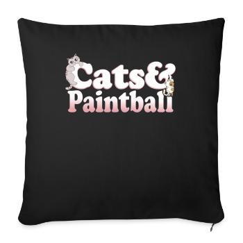 Cute Kawaii Cats And Paintball Women's Cat and - Sofa pillowcase 17,3'' x 17,3'' (45 x 45 cm) - black - Front