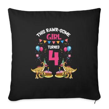 Parasaurolophus Girls Design Birthday Party - Sofa pillowcase 17,3'' x 17,3'' (45 x 45 cm) - black - Front