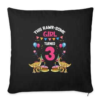 Parasaurolophus Girls Design Birthday Party - Sofa pillowcase 17,3'' x 17,3'' (45 x 45 cm) - black - Front